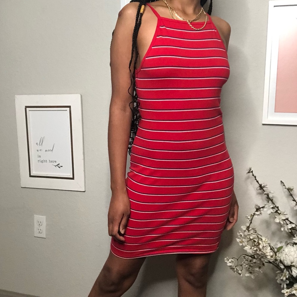 Red White & Navy Stripe Dress Size Small